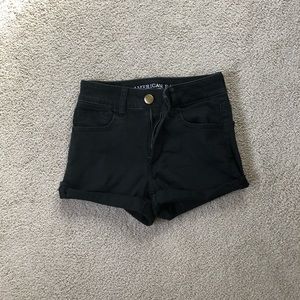 Black denim shorts